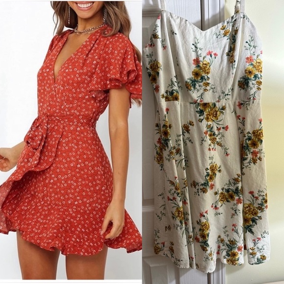 SHEIN Dresses & Skirts - SHEIN DRESS Boho Print Summer dress for Women V Neck Short size4/$6